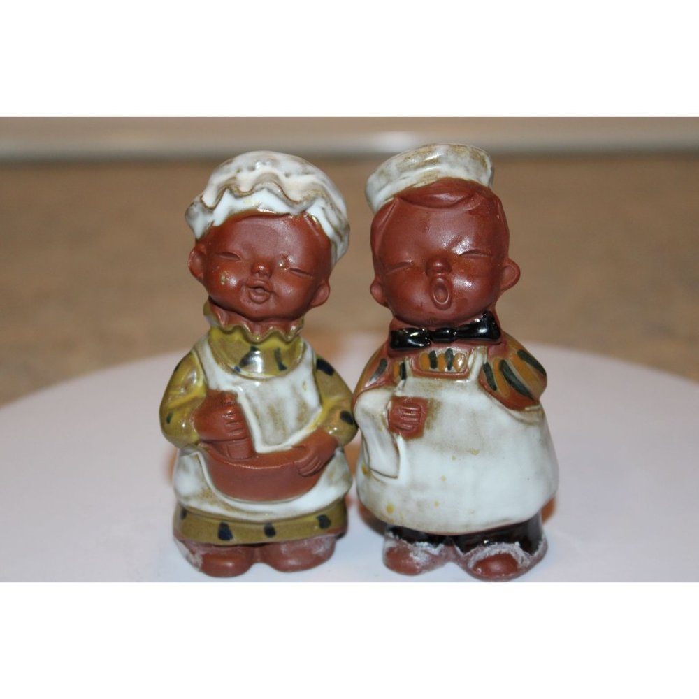 Salt & Pepper Shakers - Ceramic Redware Singing Chefs